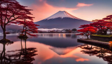 Fuji Japan,mountain Landscape,Fujisan Mountain Reflection