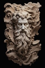 Poster - A close-up view of a statue depicting a man with a beard. This image can be used for various purposes, such as historical references, art projects, or educational materials