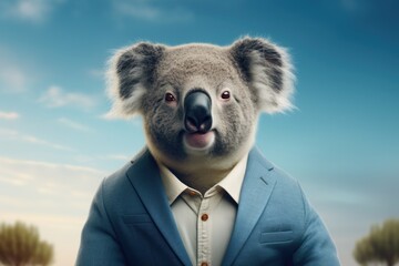 Aufkleber - A picture of a koala bear dressed in a suit and tie. This image can be used to add a touch of humor and creativity to business-related content