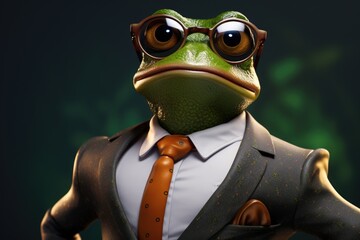 Aufkleber - A picture of a frog dressed in a suit and tie. This image can be used to depict a frog in a formal or professional setting