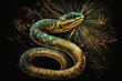 Symbol of Chinese New Year Majestic green snake. Traditional Asian zodiac sign according to the Eastern lunar calendar