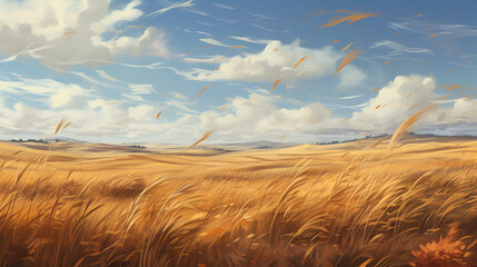 Wall Mural - a windy field