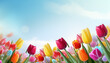 © terra.incognita - Dutch tulips on the background of the sky, easter concept