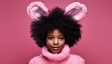Black Female Wear Rabbit Costume, Easter Concept