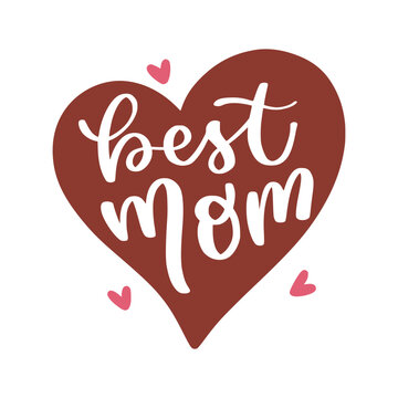 Happy Mother's Day wishes with heart. Mother day calligraphy, elegant best quotes for banners or greeting cards. Vector illustration