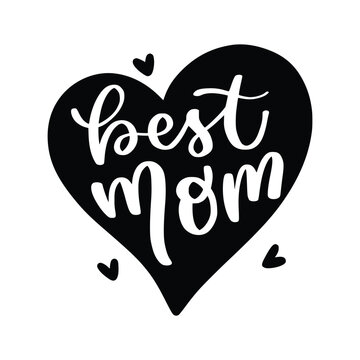Happy Mother's Day wishes with heart. Mother day calligraphy, elegant best quotes for banners or greeting cards. Vector illustration