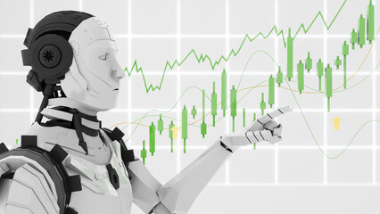 Wall Mural - Humans use AI in investment work. Find returns from the stock market