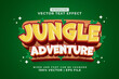 Editable text effect Jungle Adventure 3d Cartoon Cute template style premium vector