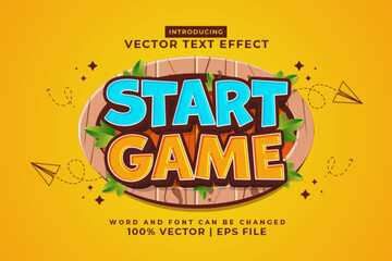 Poster - Editable text effect Start Game 3d Cartoon Cute template style premium vector