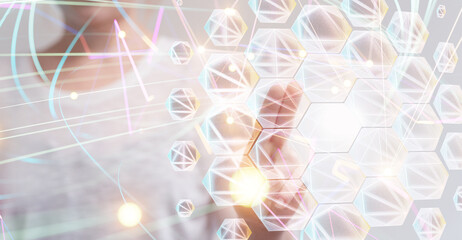 Poster - conference Digital Network and data concept 3d