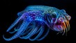 Electric-blue cuttlefish changing colors in a mesmerizing display