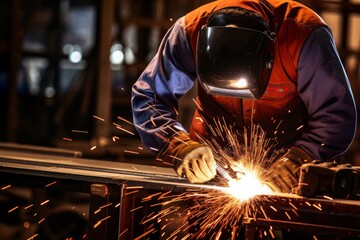 Close-up shots of arc welding with sparks