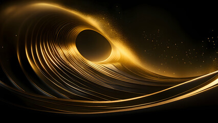 Wall Mural - Abstract gold wavy background. 3d rendering, 3d illustration.