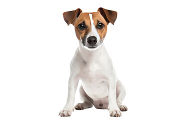 Jack Russell Terrier sitting on transparent background. Isolated.