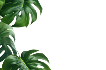 Wall Mural - Tropical plant. Exotic monstera leaves blowing in the wind. On a transparent background, isolated, with space left for text.