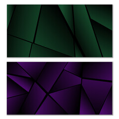 Abstract polygonal pattern. Set of two dark gradient polygonal backgrounds. Background design, cover, postcard, banner, wallpaper