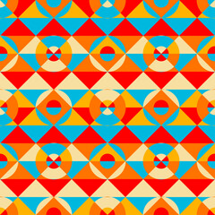 Poster - Geometric abstract retro style. Circles pattern. Seamless vector pattern.