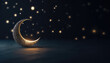 Glowing crescent moon on blurred background, ramadan concept