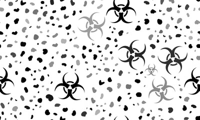 Poster - Abstract seamless pattern with biohazard symbols. Creative leopard backdrop. Illustration on transparent background