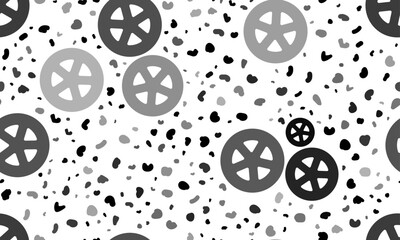Poster - Abstract seamless pattern with car wheel symbols. Creative leopard backdrop. Vector illustration on white background