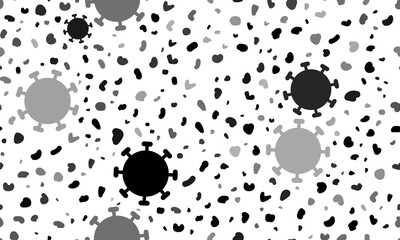 Poster - Abstract seamless pattern with coronavirus symbols. Creative leopard backdrop. Illustration on transparent background