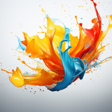 Fondo Abstracto Con Detalle Y Textura De Salpicadura De Liquido De Color Naranja Y Azul, Sobre Fondo Neutro