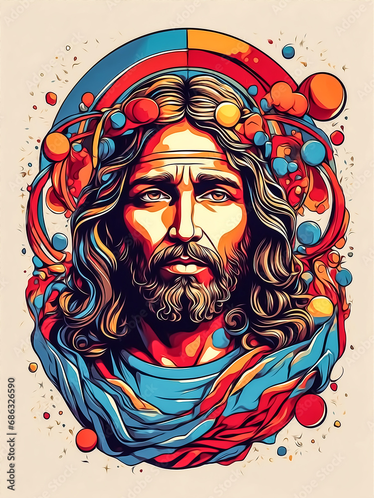 jesus christ canvas painting. Generative AI Stock Illustration | Adobe ...