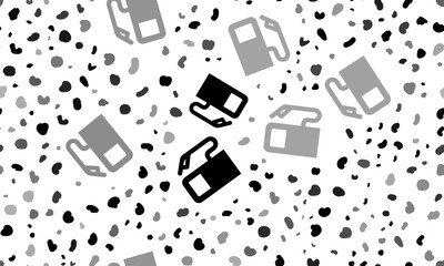 Poster - Abstract seamless pattern with gas station symbols. Creative leopard backdrop. Vector illustration on white background