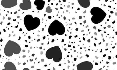 Wall Mural - Abstract seamless pattern with hearts. Creative leopard backdrop. Illustration on transparent background