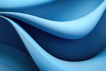 Wall Mural - curvy waving ribbons abstract background with folded textile ruffle, blue cloth macro