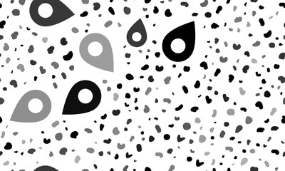 Poster - Abstract seamless pattern with location symbols. Creative leopard backdrop. Vector illustration on white background