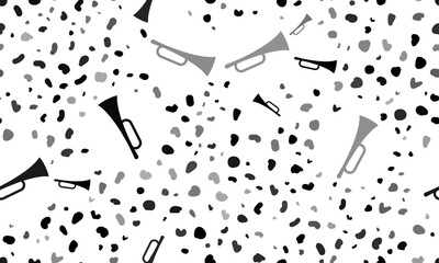 Poster - Abstract seamless pattern with trumpet symbols. Creative leopard backdrop. Vector illustration on white background