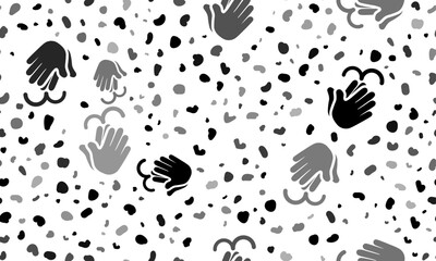 Poster - Abstract seamless pattern with washing hands symbols. Creative leopard backdrop. Vector illustration on white background