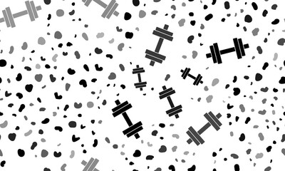 Poster - abstract seamless pattern with dumbbell symbols. creative leopard backdrop. illustration on transpar