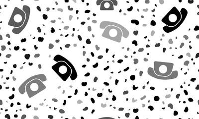 Poster - Abstract seamless pattern with vintage telephone symbols. Creative leopard backdrop. Illustration on transparent background