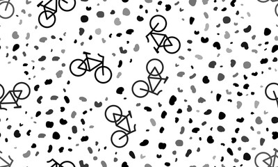 Poster - Abstract seamless pattern with bicycle symbols. Creative leopard backdrop. Illustration on transparent background