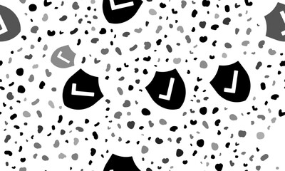 Poster - Abstract seamless pattern with protection mark symbols. Creative leopard backdrop. Vector illustration on white background