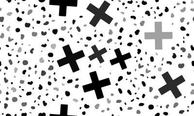 Poster - Abstract seamless pattern with plus symbols. Creative leopard backdrop. Illustration on transparent background