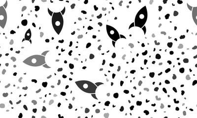 Poster - Abstract seamless pattern with rocket symbols. Creative leopard backdrop. Vector illustration on white background