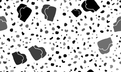 Poster - Abstract seamless pattern with boxing gloves symbols. Creative leopard backdrop. Vector illustration on white background