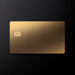 Fotografia de estilo mockup con detalle de tarjeta bancaria de color dorado, sobre fondo de tonos oscuros