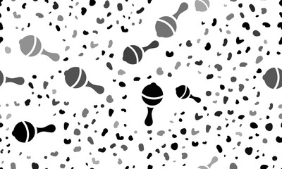 Poster - Abstract seamless pattern with baby rattle symbols. Creative leopard backdrop. Vector illustration on white background