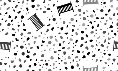 Poster - Abstract seamless pattern with baby cot symbols. Creative leopard backdrop. Illustration on transparent background