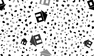 Poster - Abstract seamless pattern with house symbols. Creative leopard backdrop. Vector illustration on white background