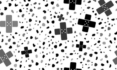 Poster - Abstract seamless pattern with adhesive plaster symbols. Creative leopard backdrop. Illustration on transparent background