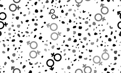 Poster - Abstract seamless pattern with gender symbols. Creative leopard backdrop. Illustration on transparent background