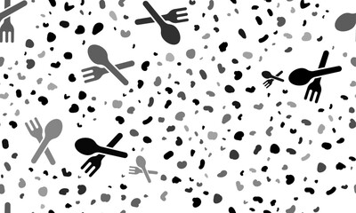 Poster - Abstract seamless pattern with dinner time symbols. Creative leopard backdrop. Vector illustration on white background