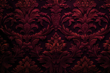 Red wallpaper with floral design on it's side.