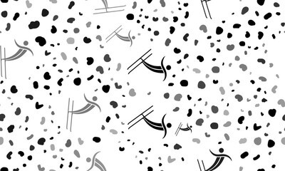 Poster - Abstract seamless pattern with freestyle skiing symbols. Creative leopard backdrop. Vector illustration on white background