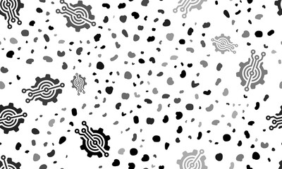 Poster - Abstract seamless pattern with digital tech symbols. Creative leopard backdrop. Illustration on transparent background